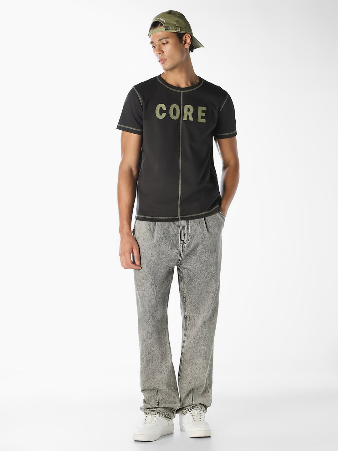 Contrast Stitch Cotton T-shirt