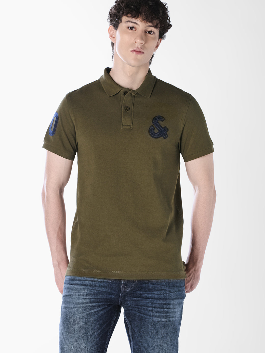 Green Logo Print Polo