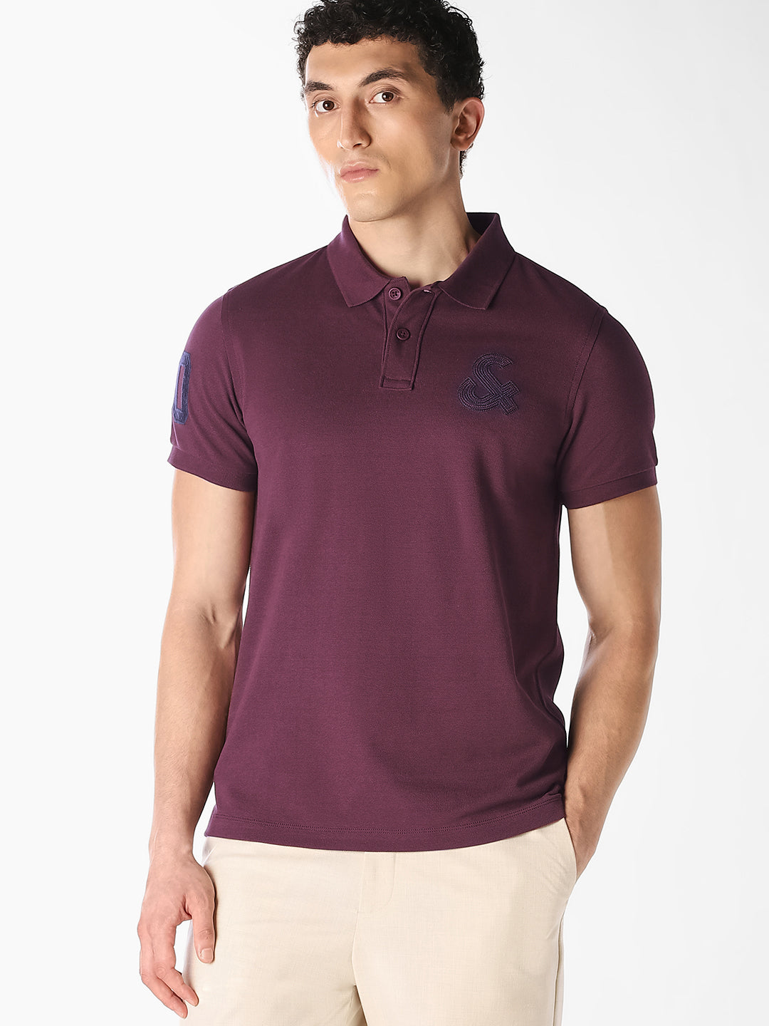 Knitted Cotton Polo - Mauve Wine
