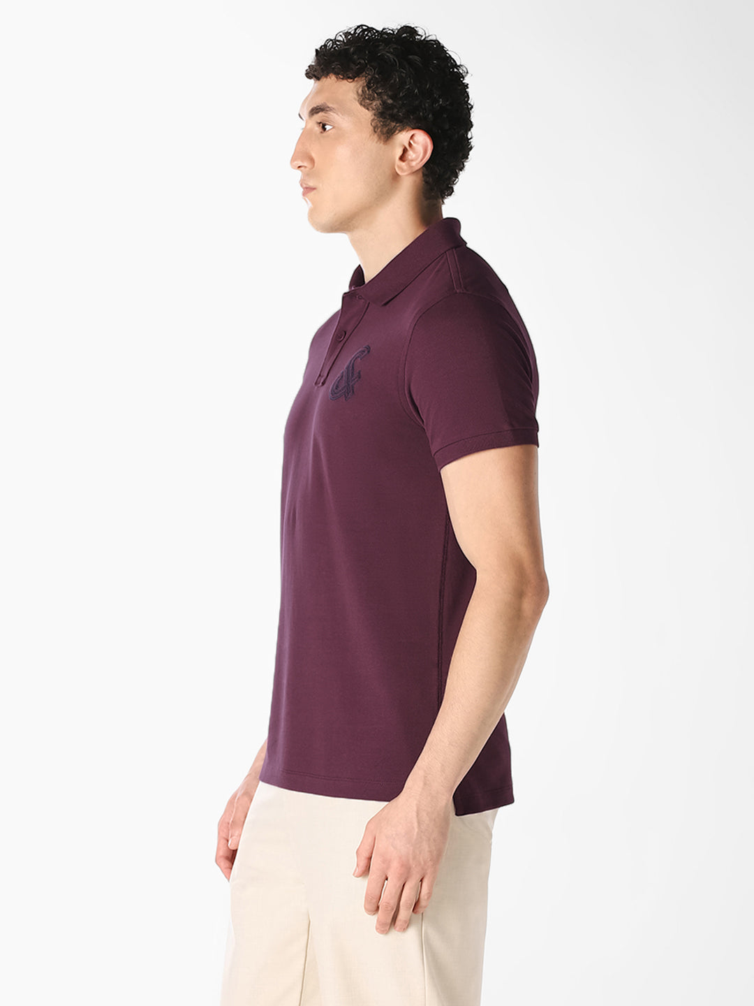 Knitted Cotton Polo - Mauve Wine