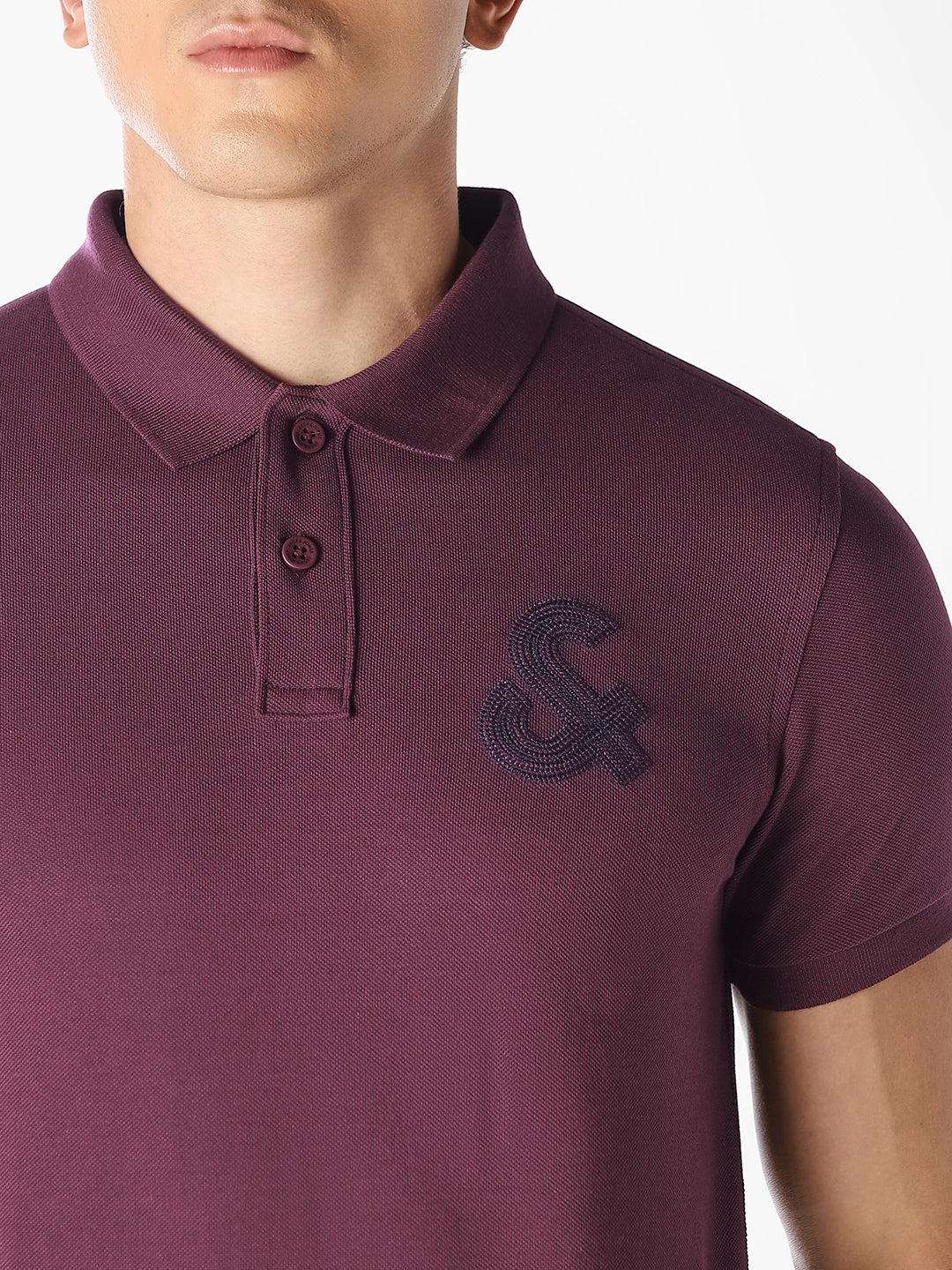 Knitted Cotton Polo - Mauve Wine