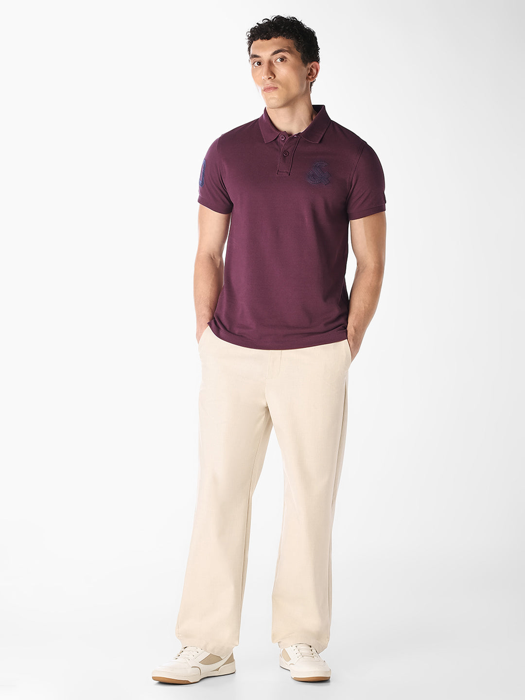 Knitted Cotton Polo - Mauve Wine