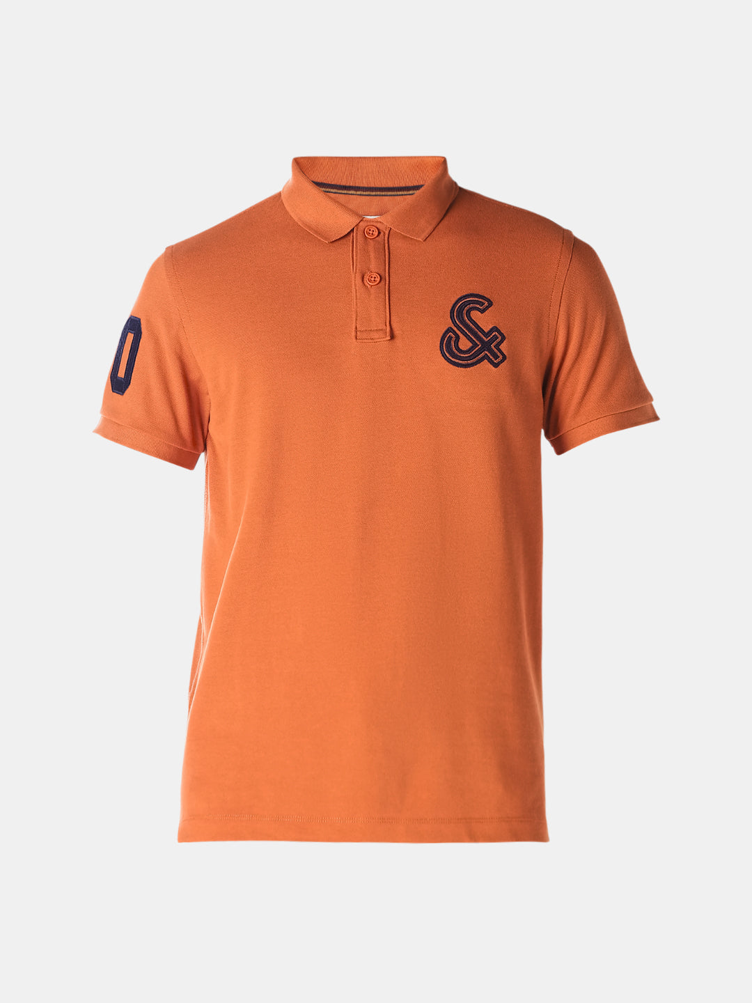 Orange Contrast Embroidered Polo