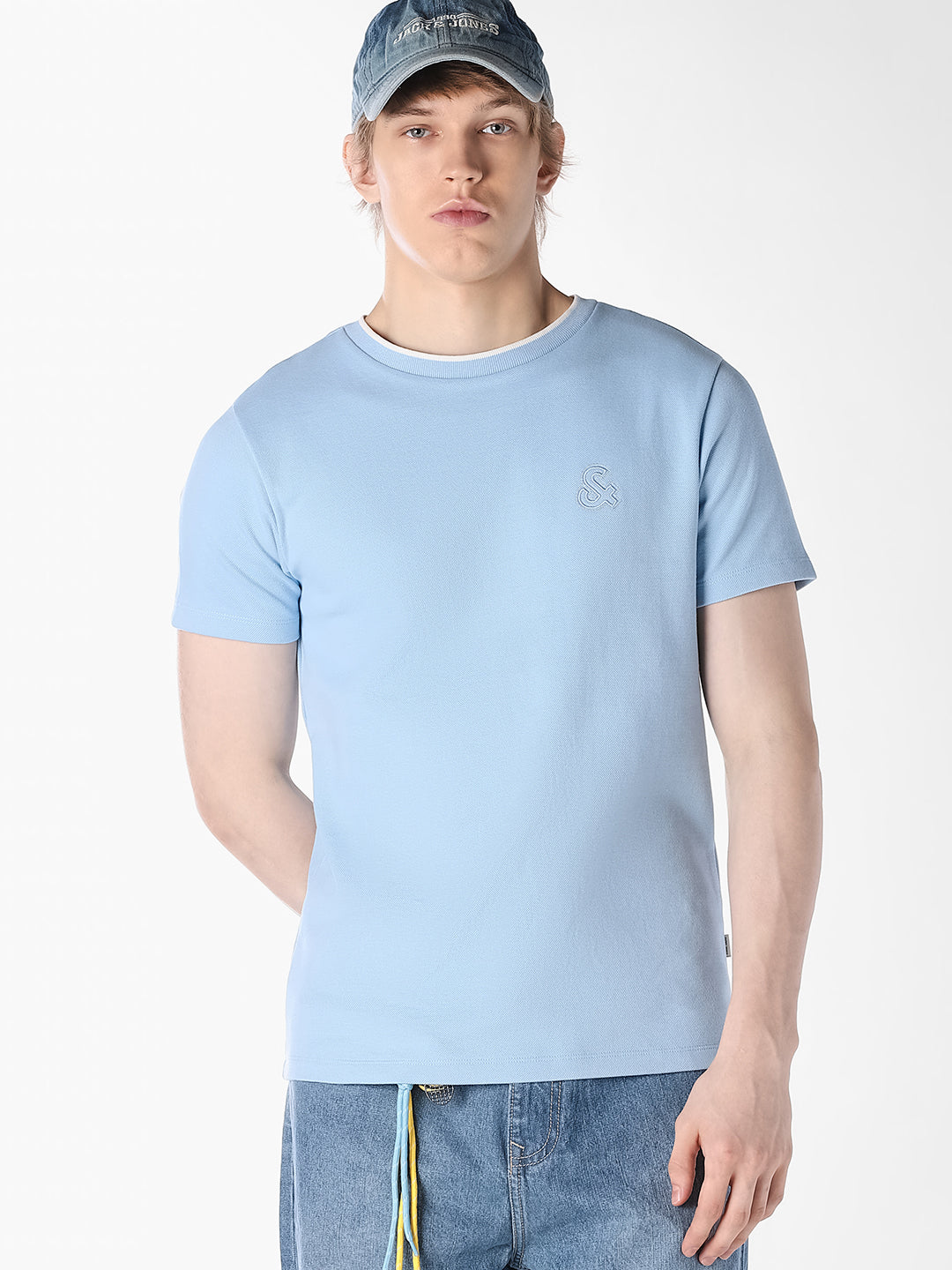 Blue Crew Neck T-shirt - S