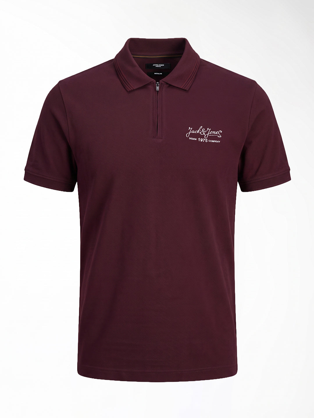 Ribbed Collar Burgundy Polo