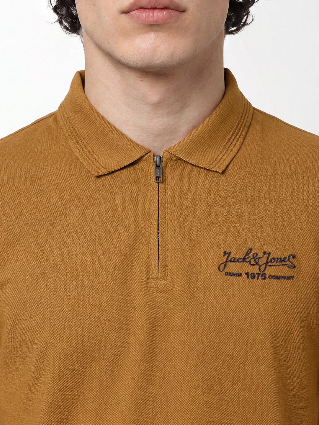 Ribbed Collar Golden Brown Polo