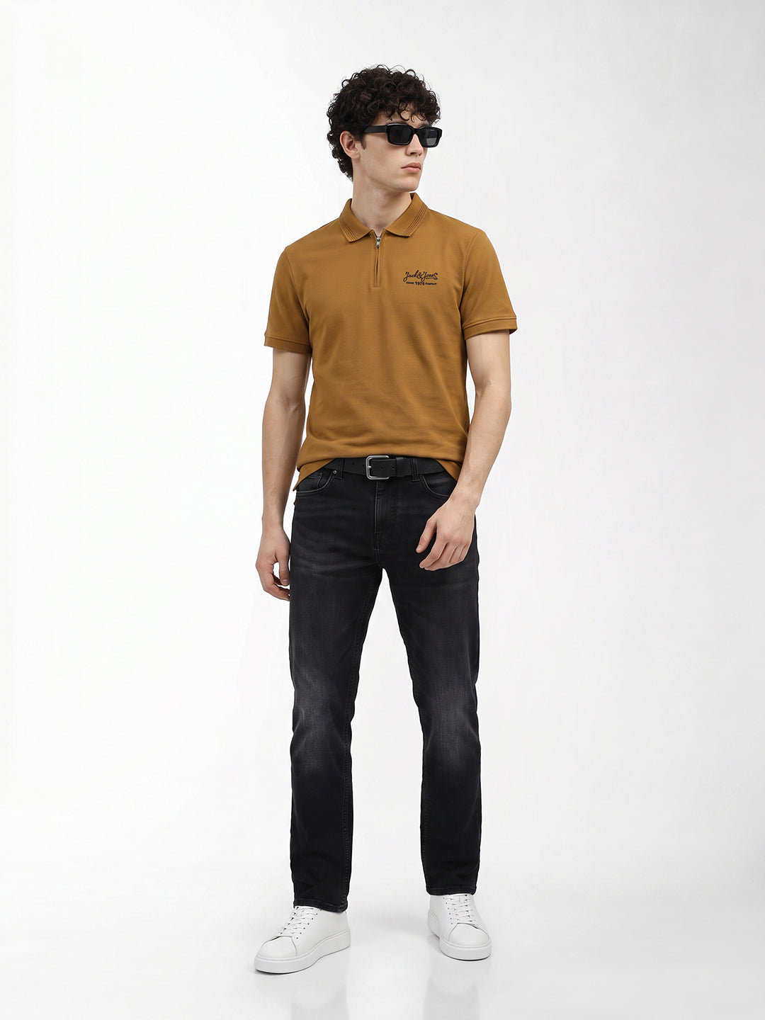 Ribbed Collar Golden Brown Polo