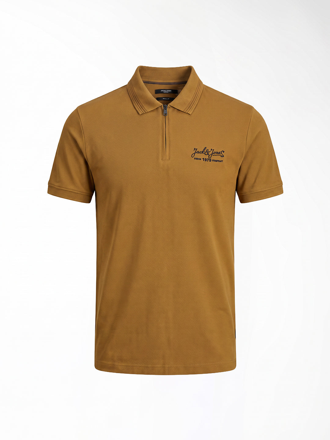 Ribbed Collar Golden Brown Polo
