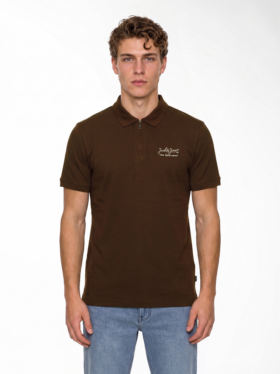 Ribbed Collar dark Brown Polo