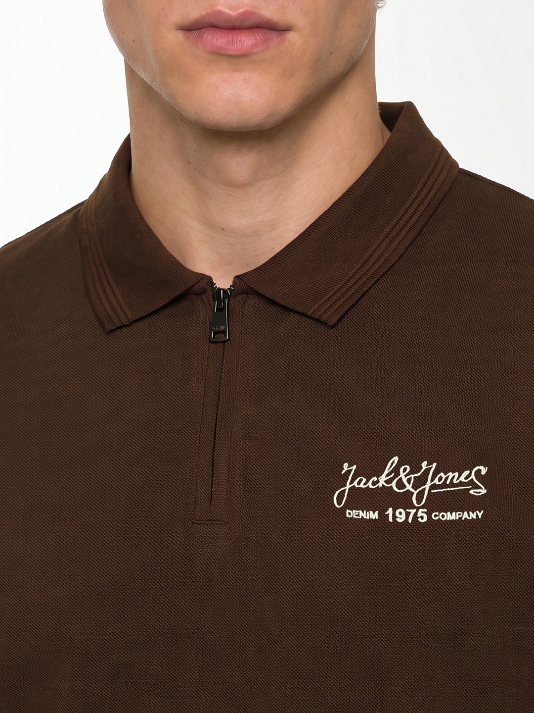 Ribbed Collar dark Brown Polo