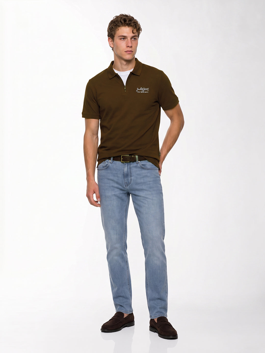 Ribbed Collar dark Brown Polo