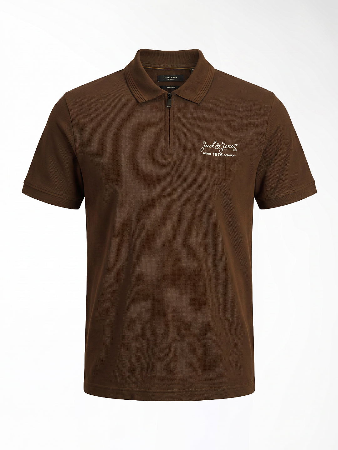 Ribbed Collar dark Brown Polo