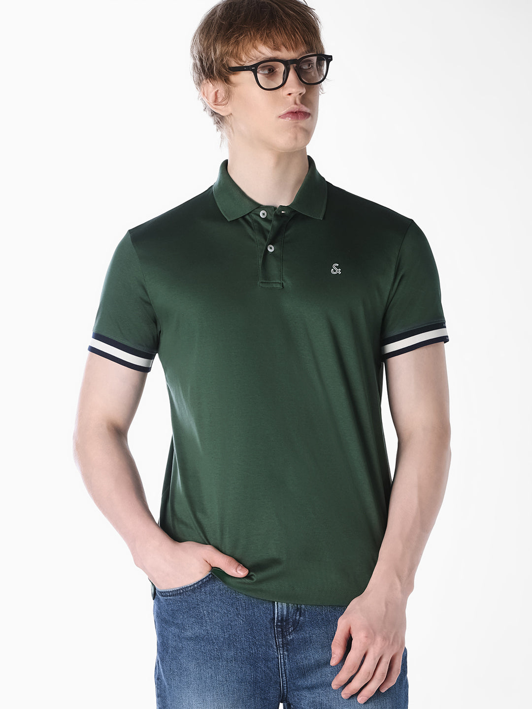 Green Embroidered Logo Polo