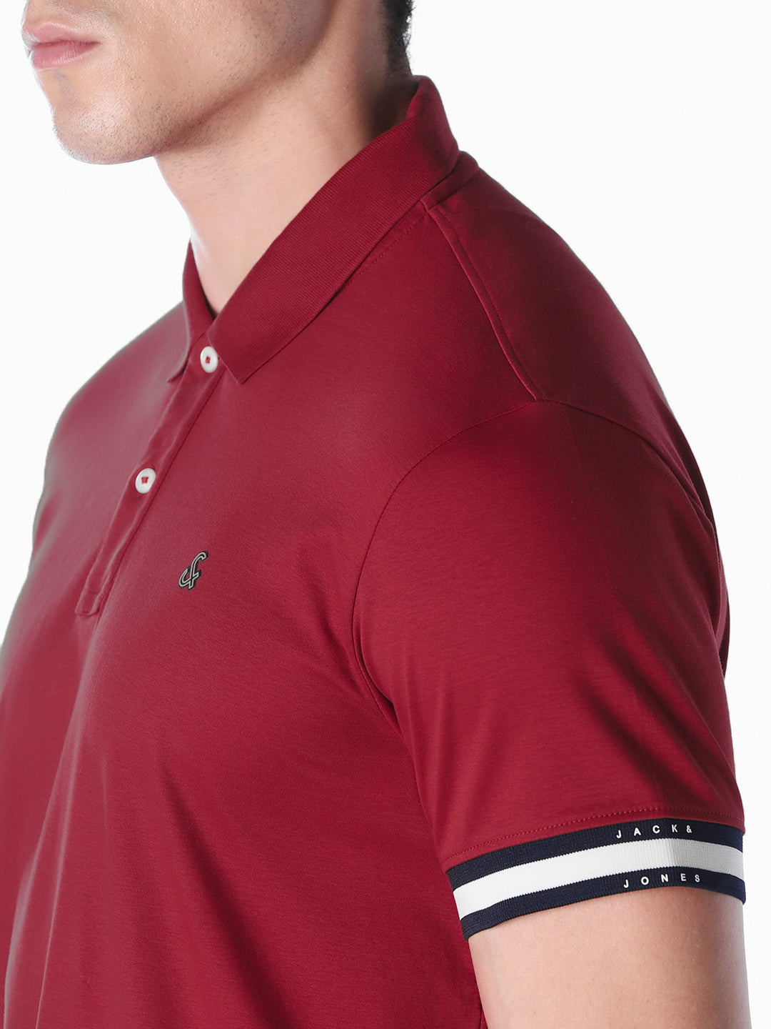 Red stripes placed on sleeve Regular Fit polos