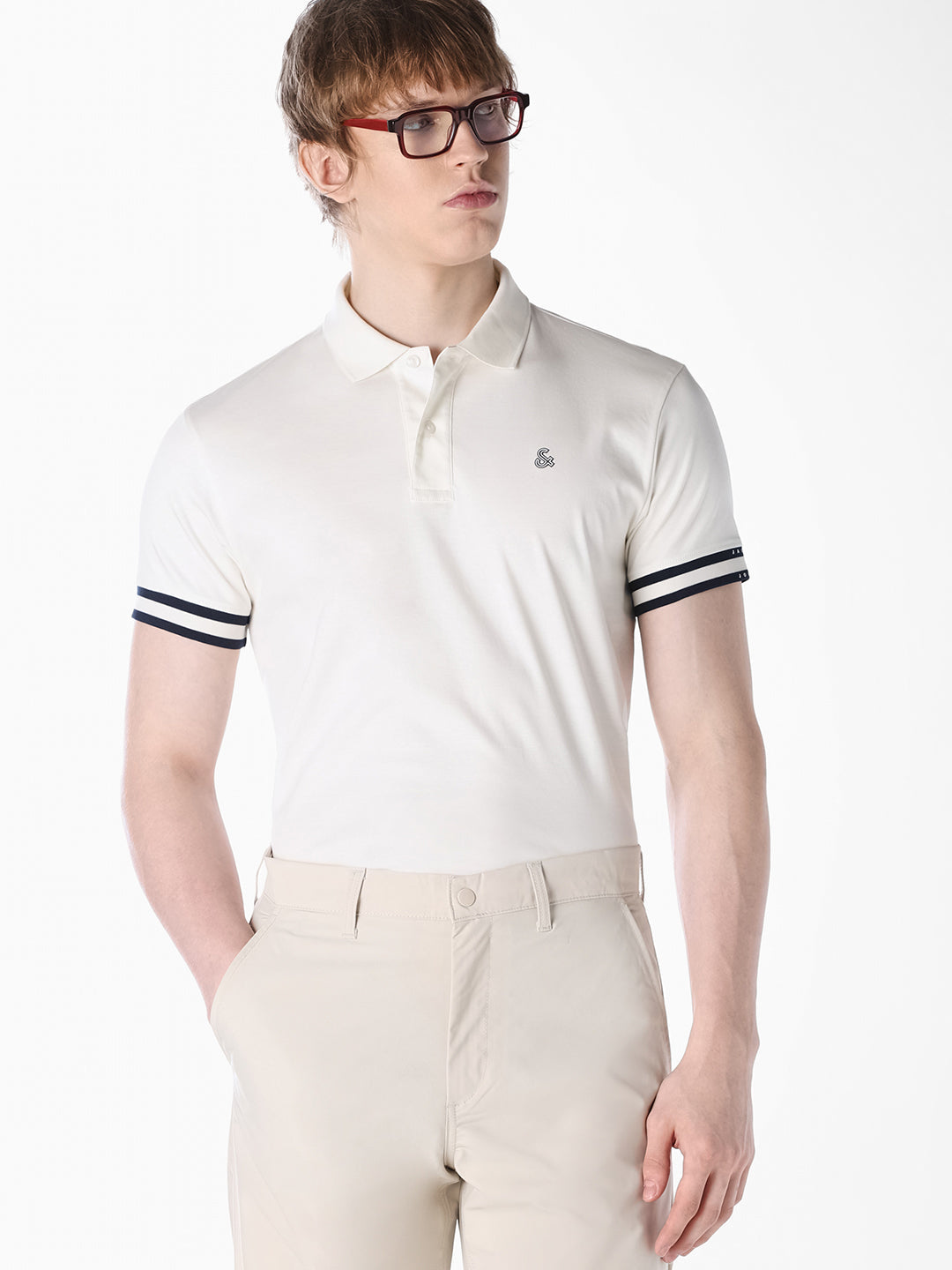 White Embroidered Logo Polo