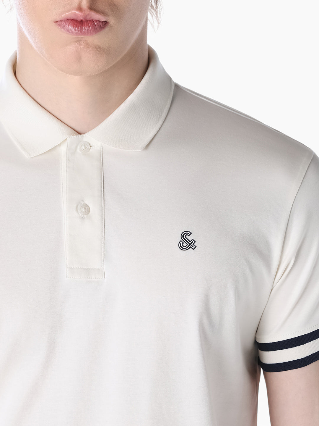 White Embroidered Logo Polo
