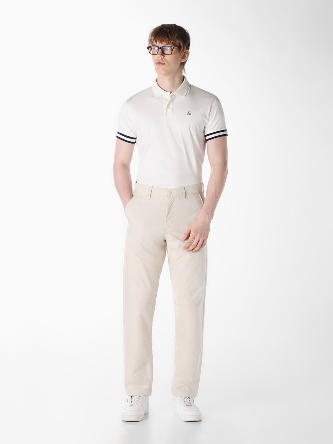 White Embroidered Logo Polo