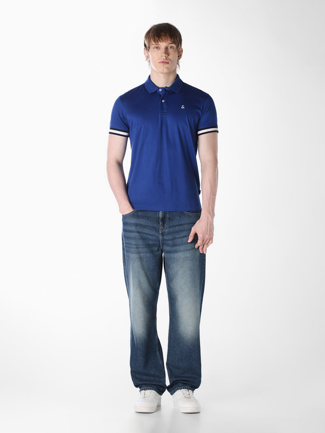 Blue Embroidered Logo Polo