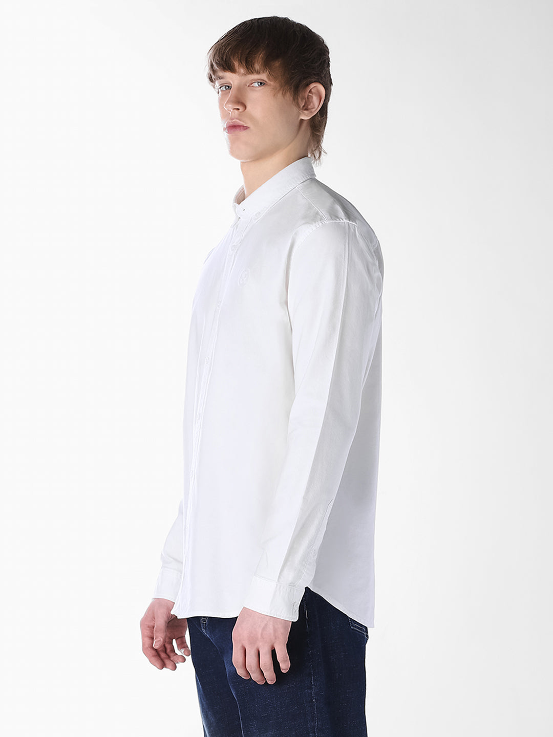 White Embroidered Regular Fit