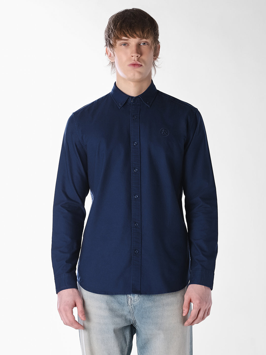 White Embroidered Regular Fit