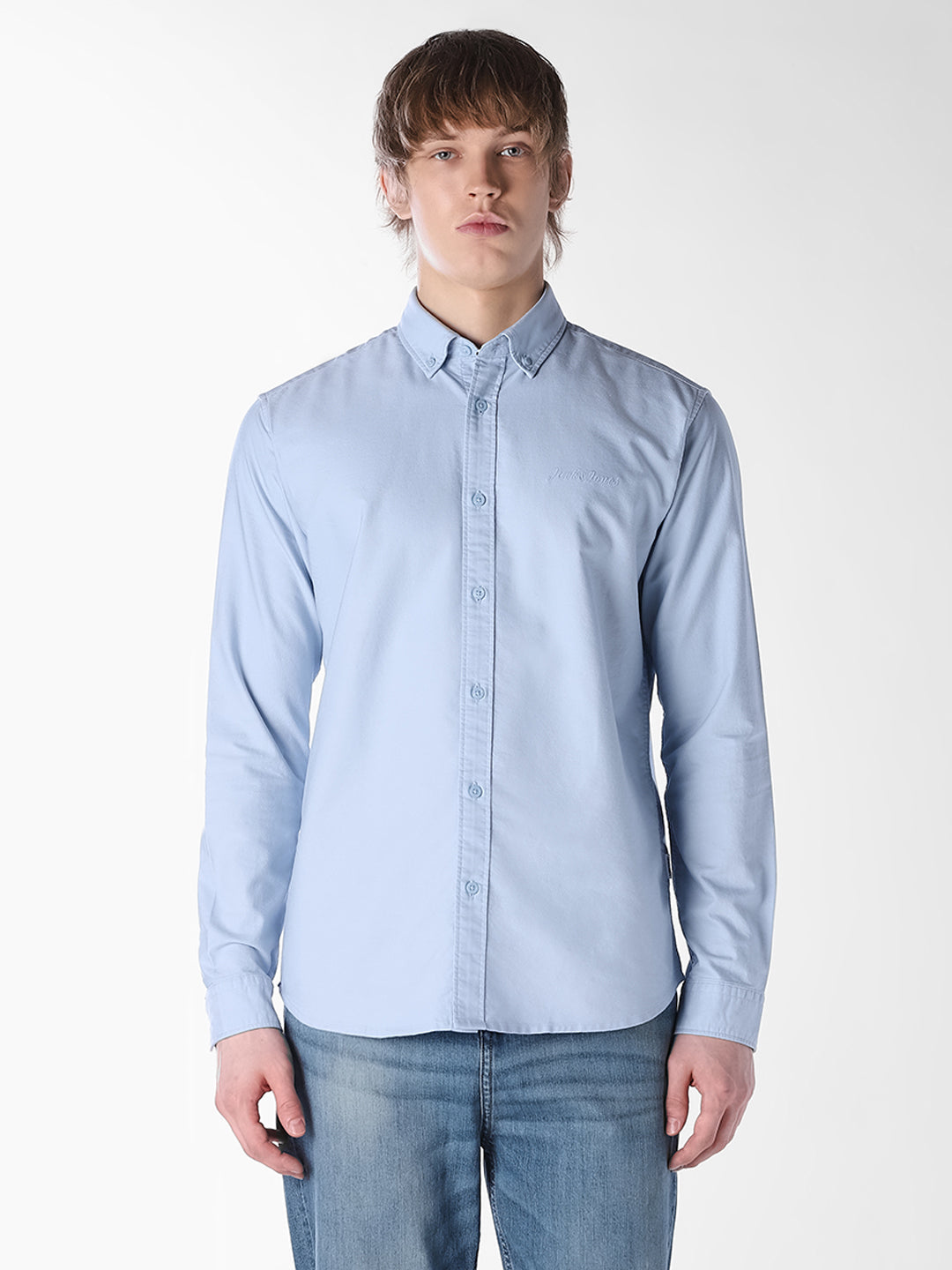 Blue Embroidered Regular Fit