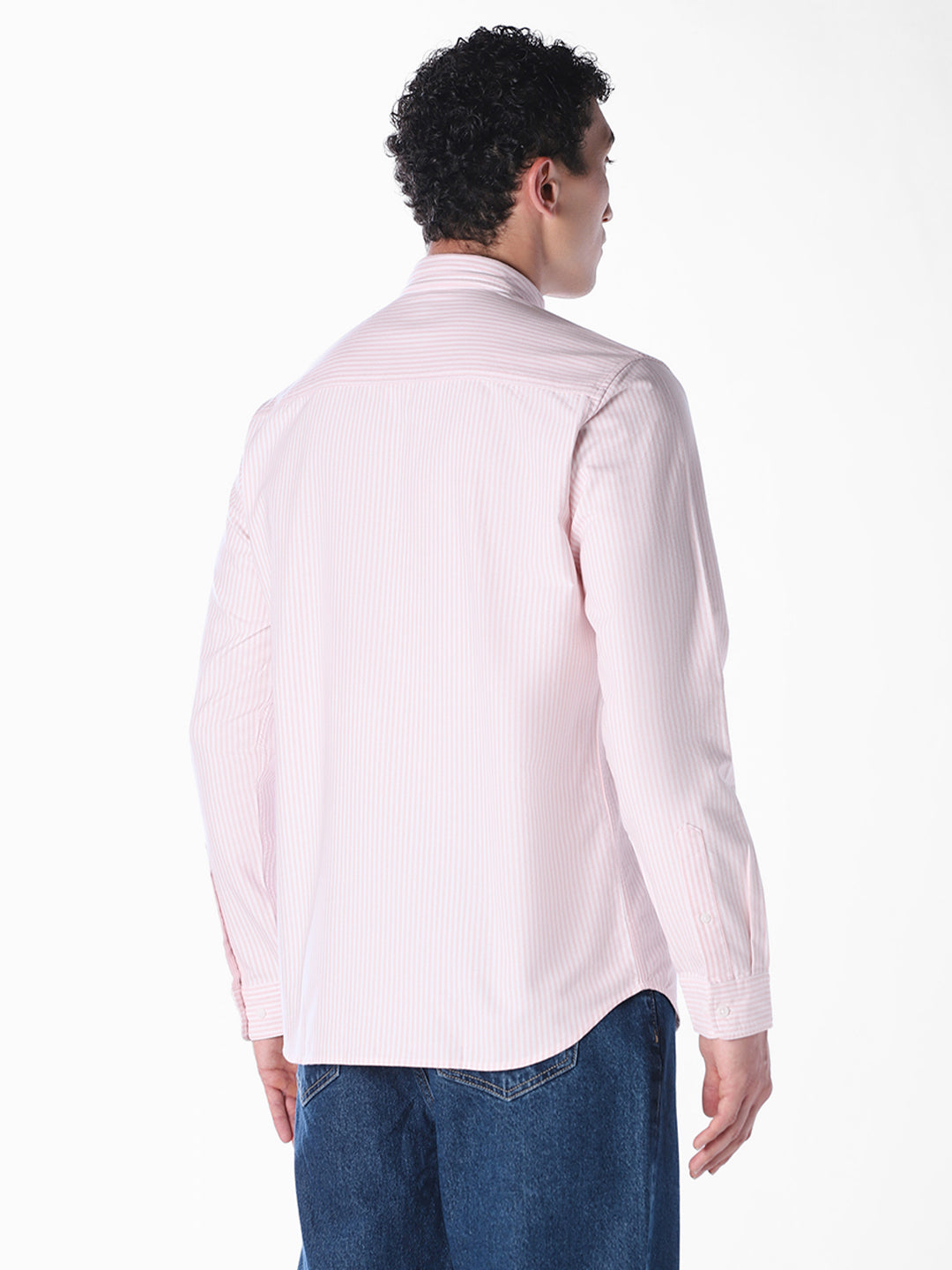 Pink contrast inner neck band Regular Fit Shirt