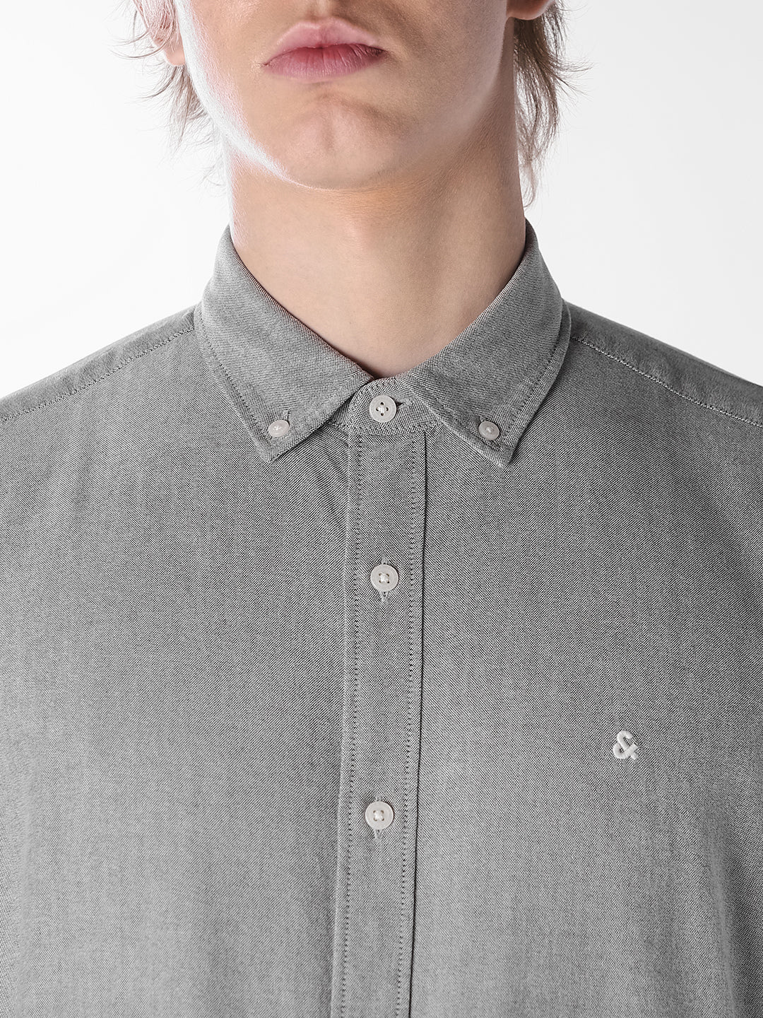 Contrast Stitch Grey Shirt