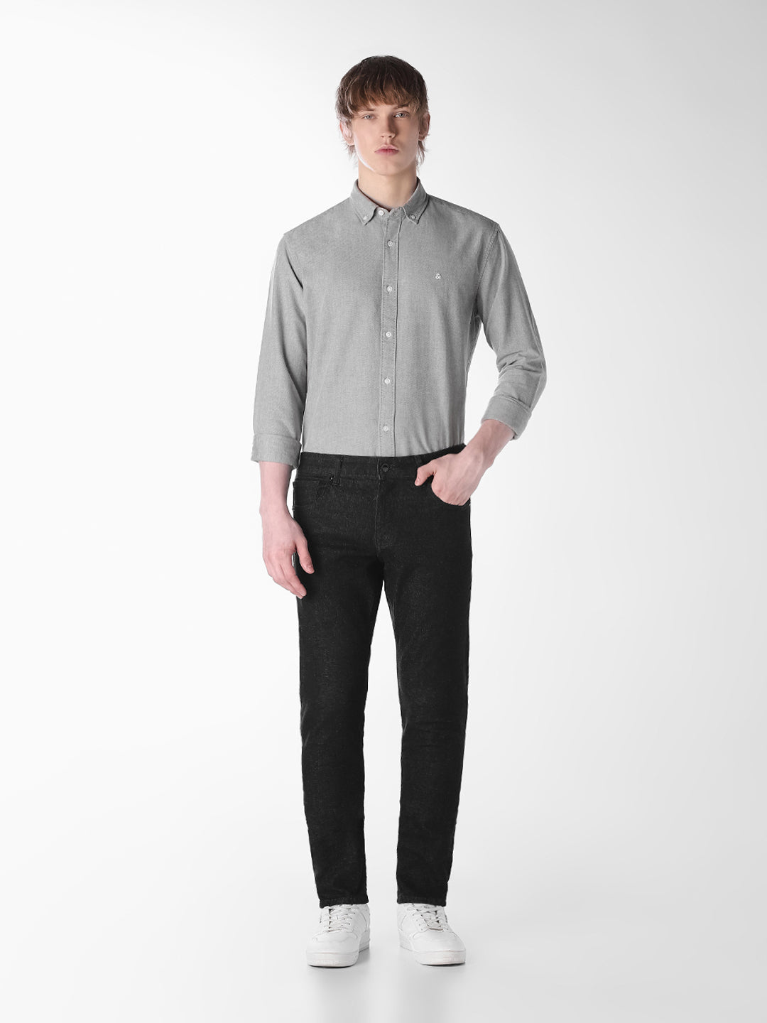 Contrast Stitch Grey Shirt