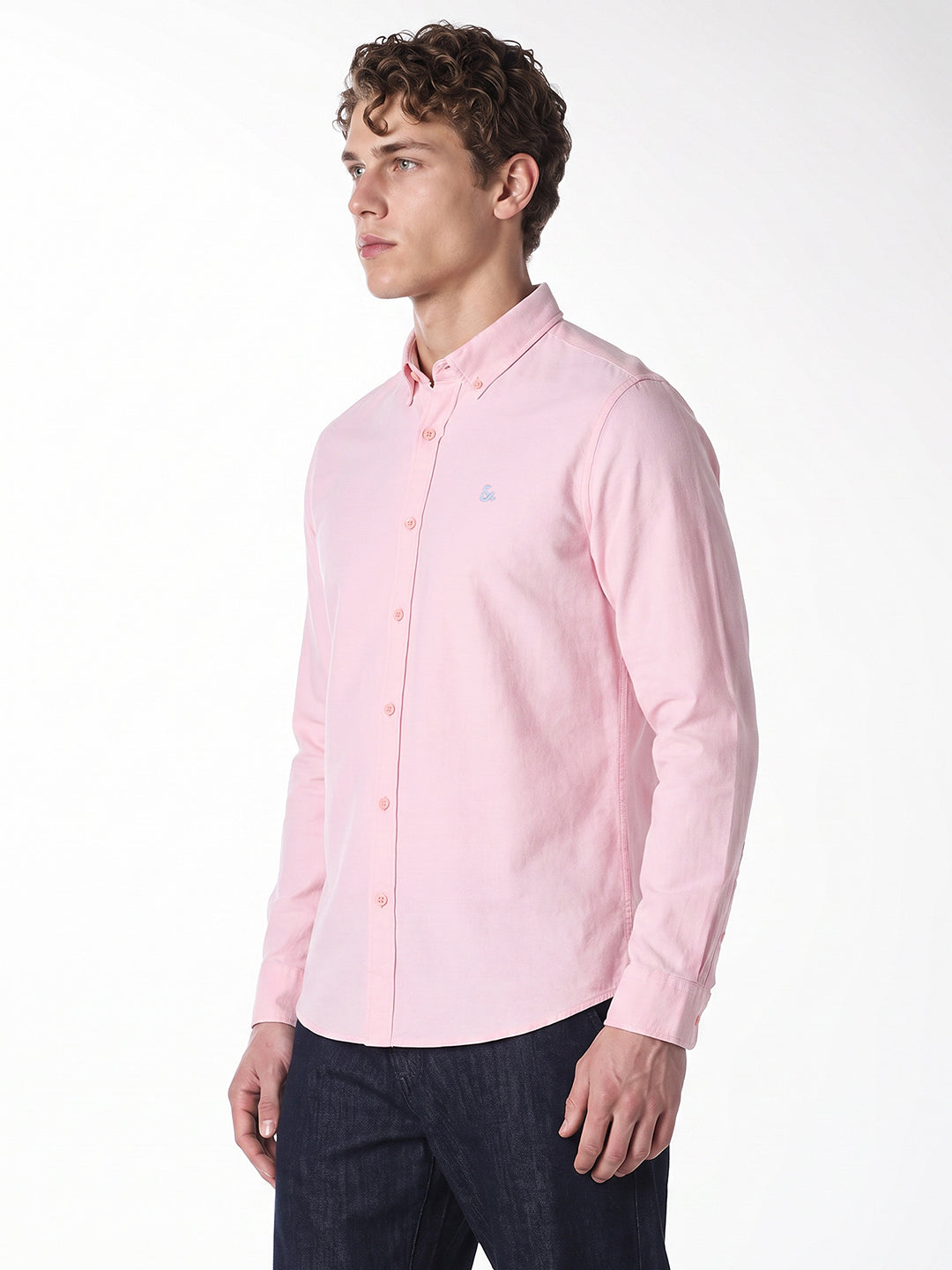 Contrast Stitch Pink Shirt