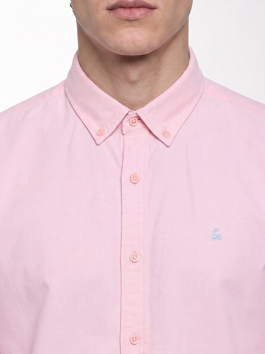 Contrast Stitch Pink Shirt