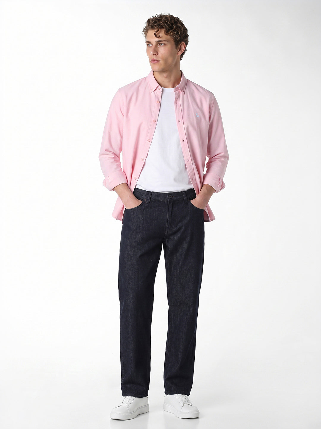 Contrast Stitch Pink Shirt