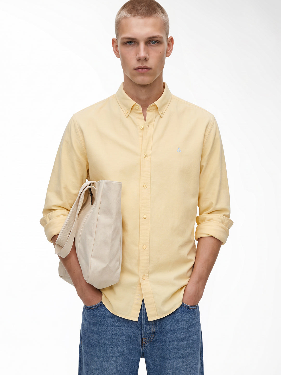 Contrast Stitch Yellow Shirt