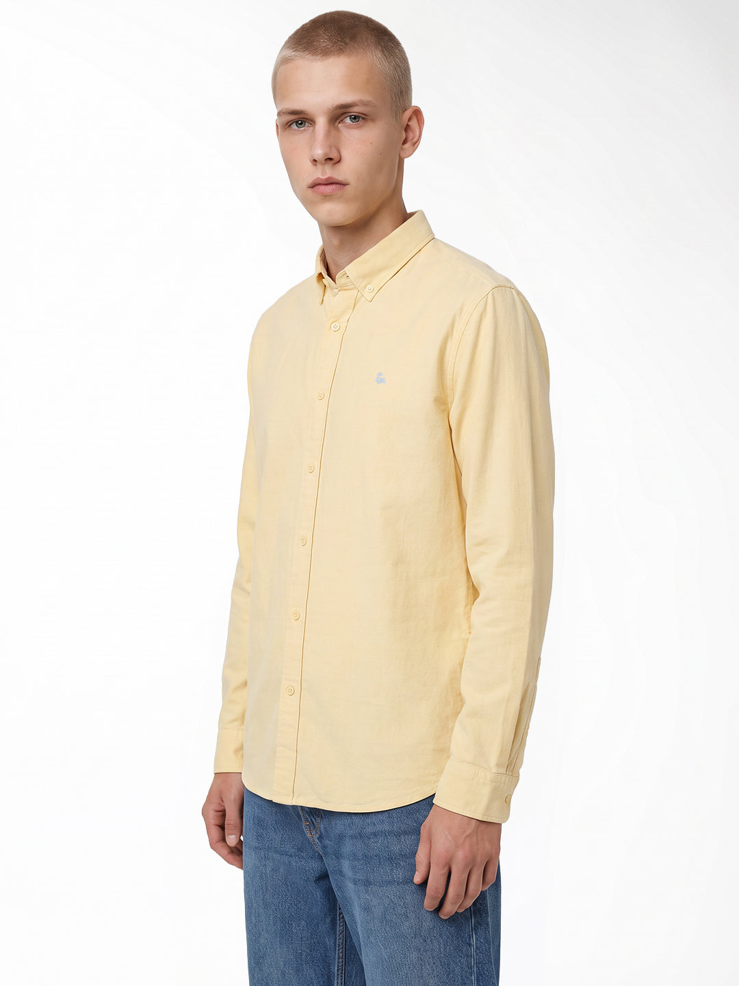 Contrast Stitch Yellow Shirt