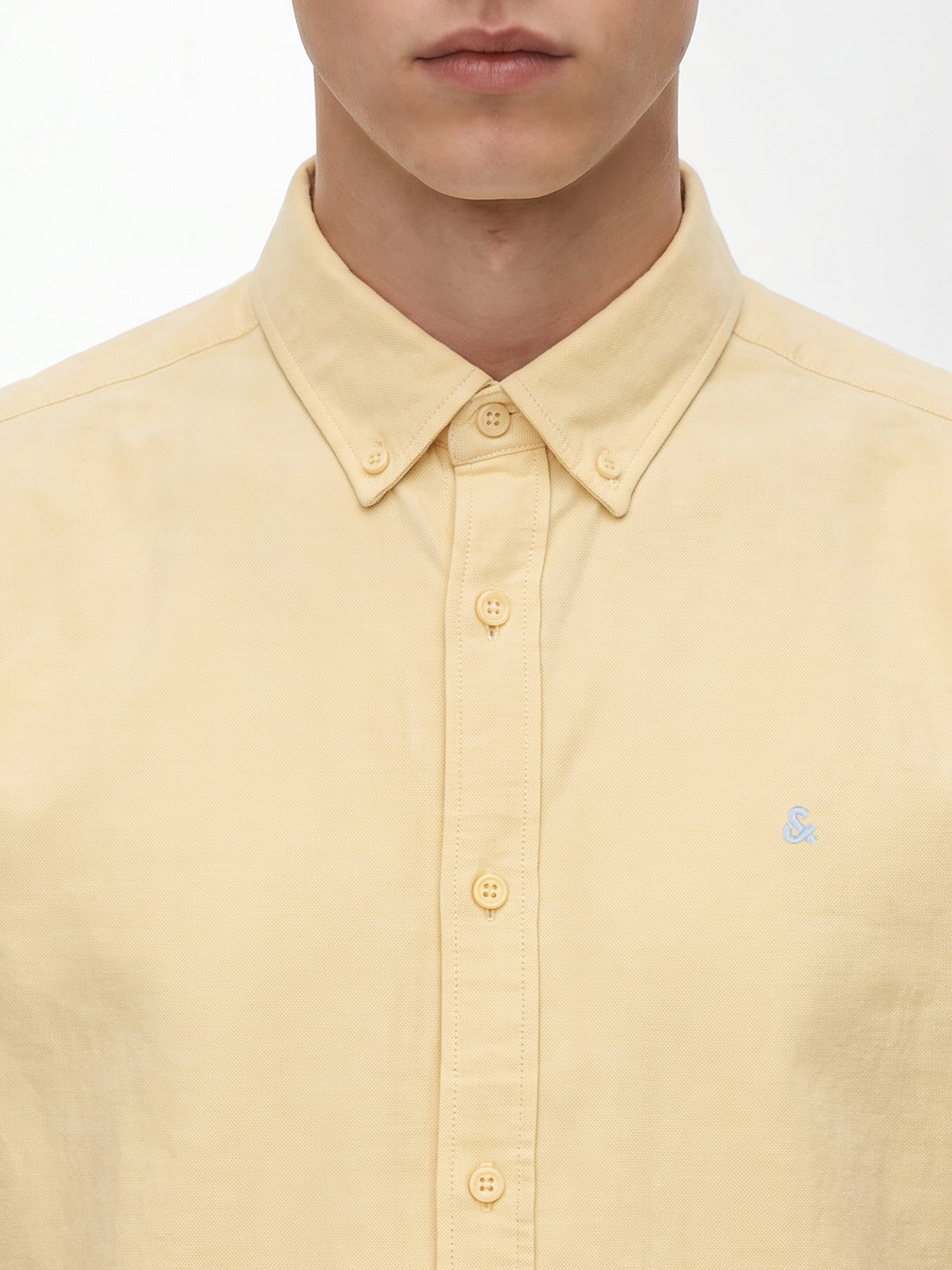 Contrast Stitch Yellow Shirt