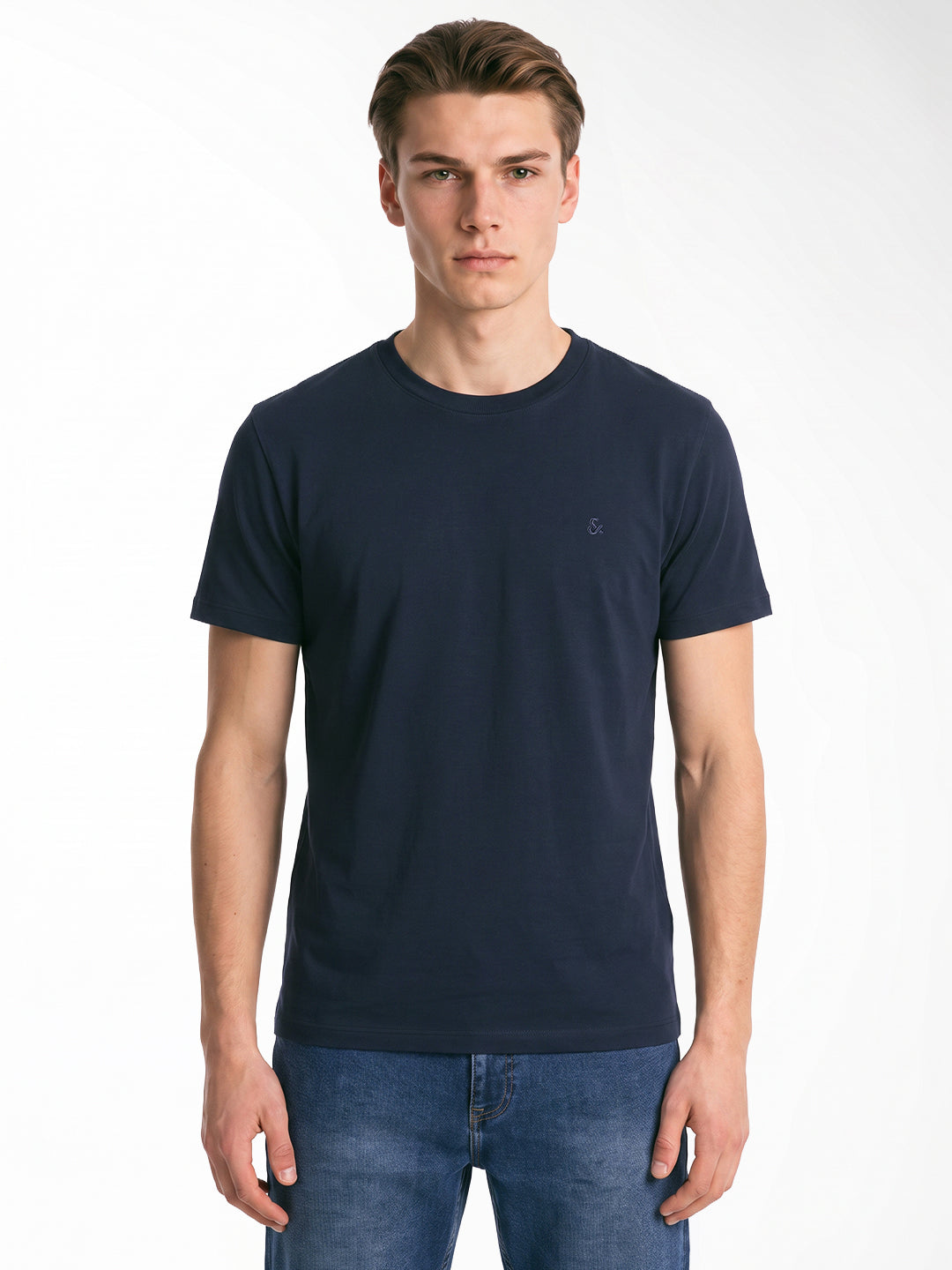 Navy Blue Embroidered T-shirt