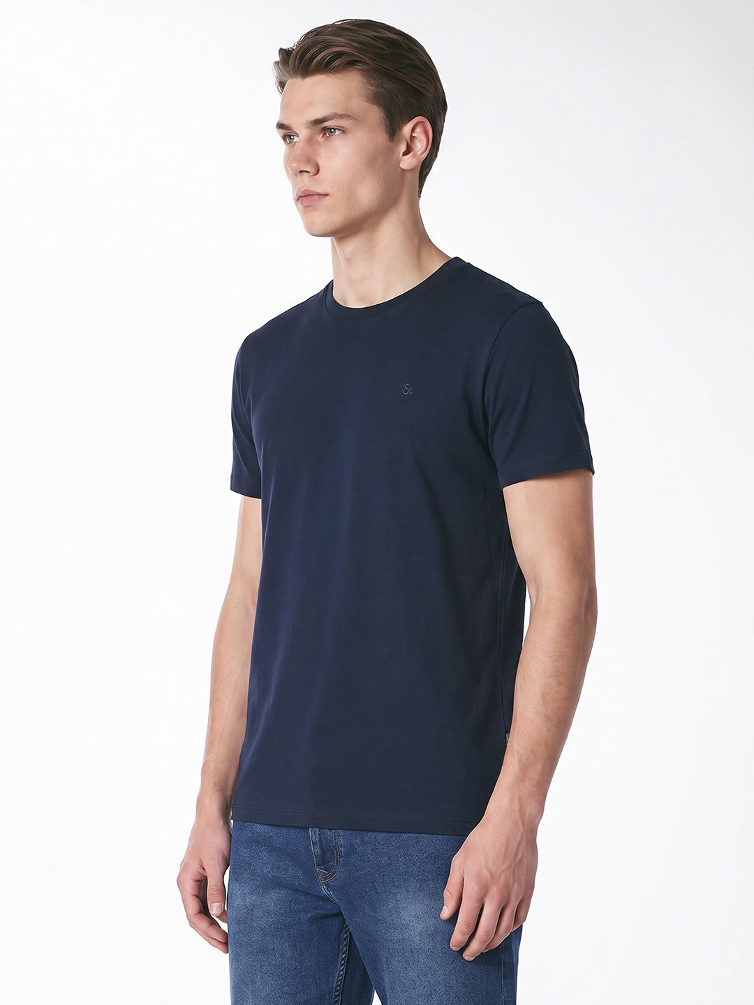 Navy Blue Embroidered T-shirt