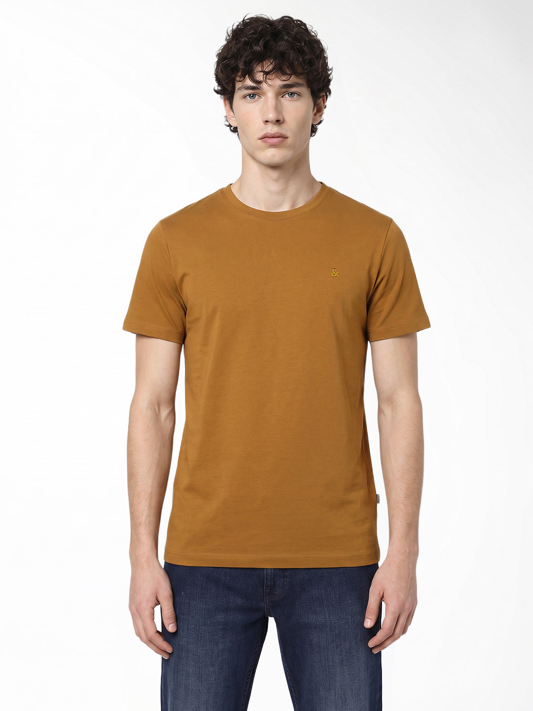 Golden Brown Embroidered T-shirt