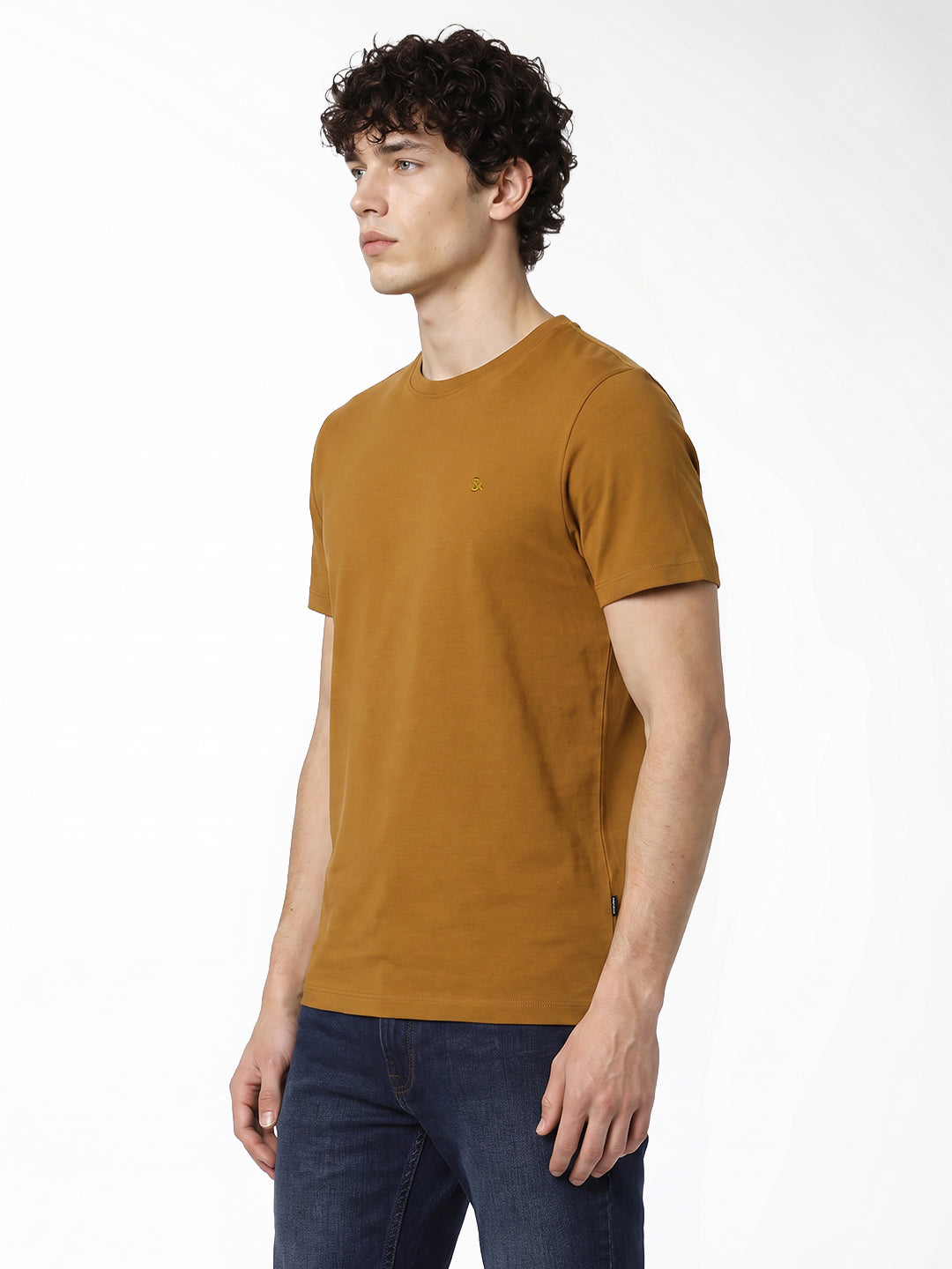 Golden Brown Embroidered T-shirt