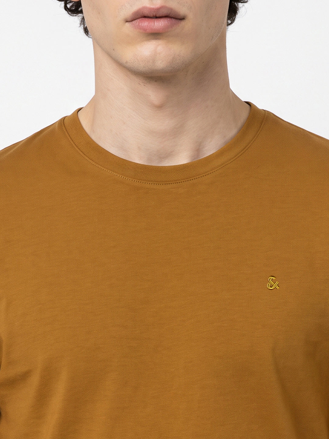 Golden Brown Embroidered T-shirt