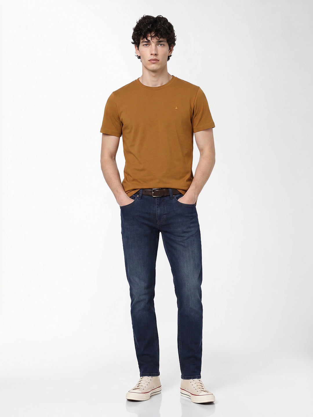 Golden Brown Embroidered T-shirt