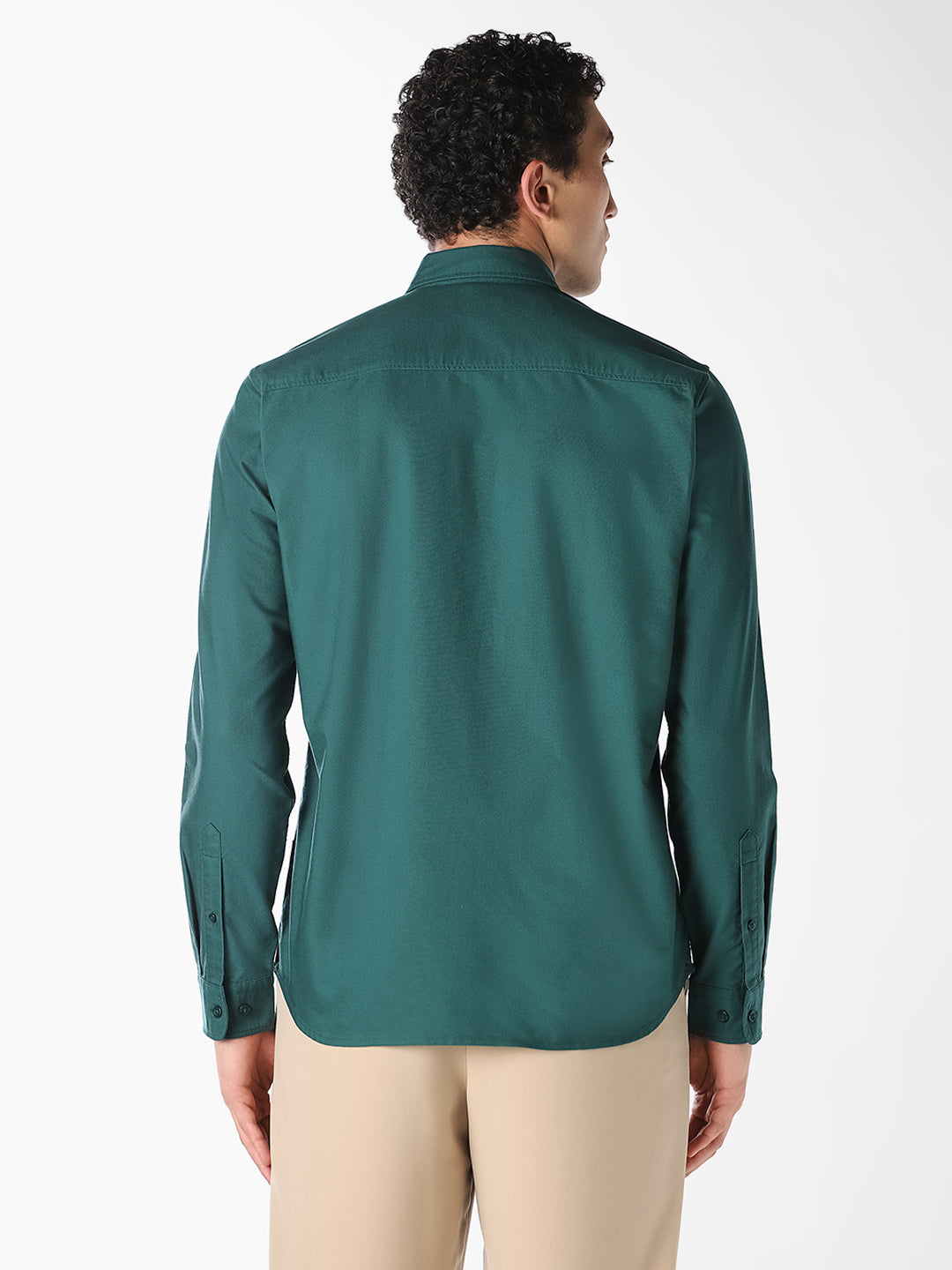Green Cotton Full Sleeves Shirt