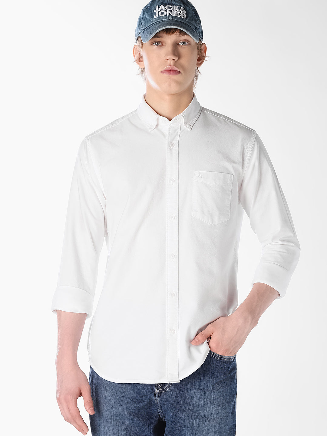 White Cotton Formal Shirt - S