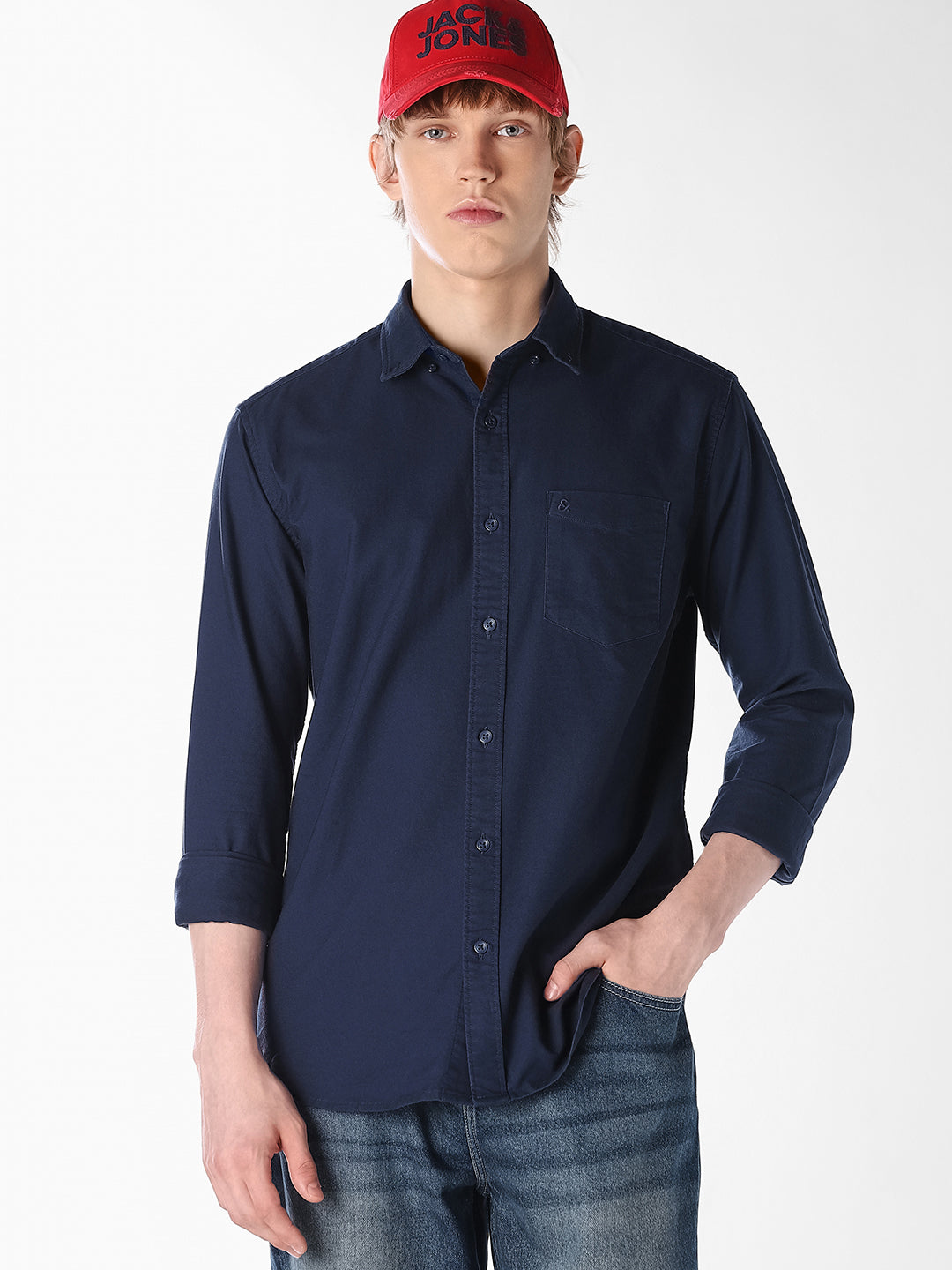 Navy Blue Cotton Formal Shirt