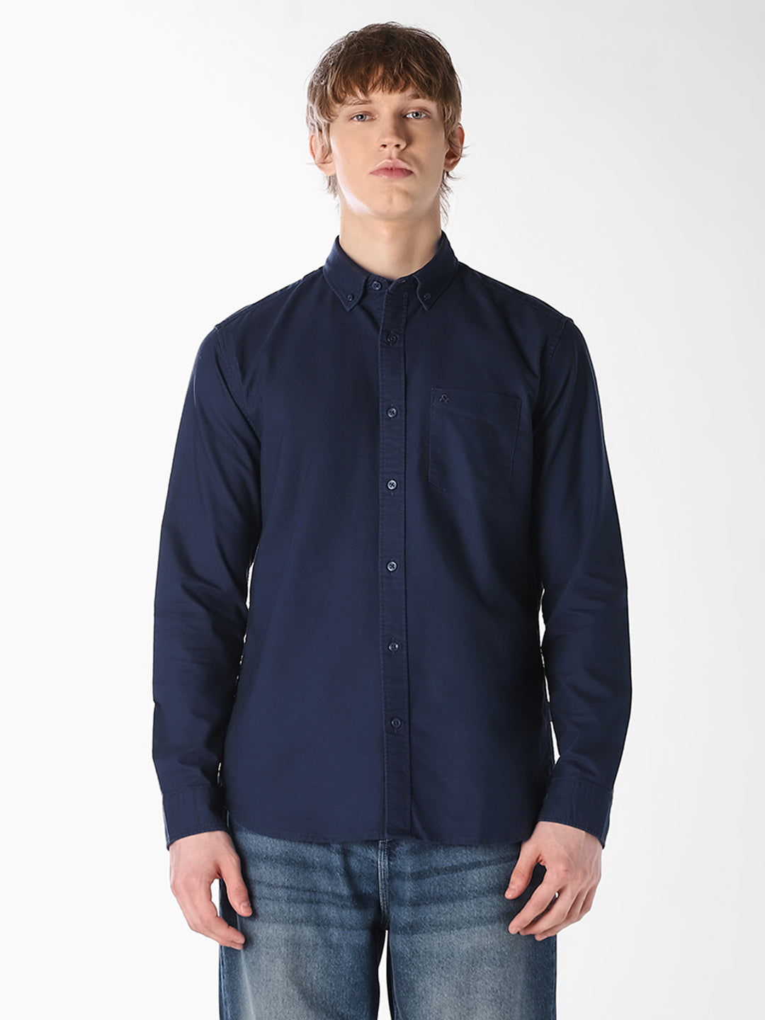 Navy Blue Cotton Formal Shirt