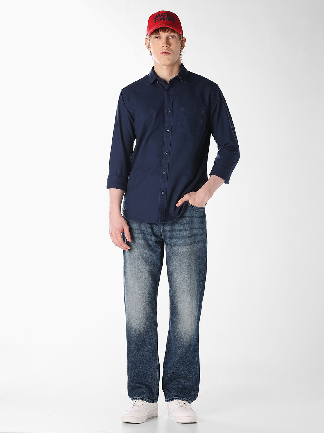 Navy Blue Cotton Formal Shirt
