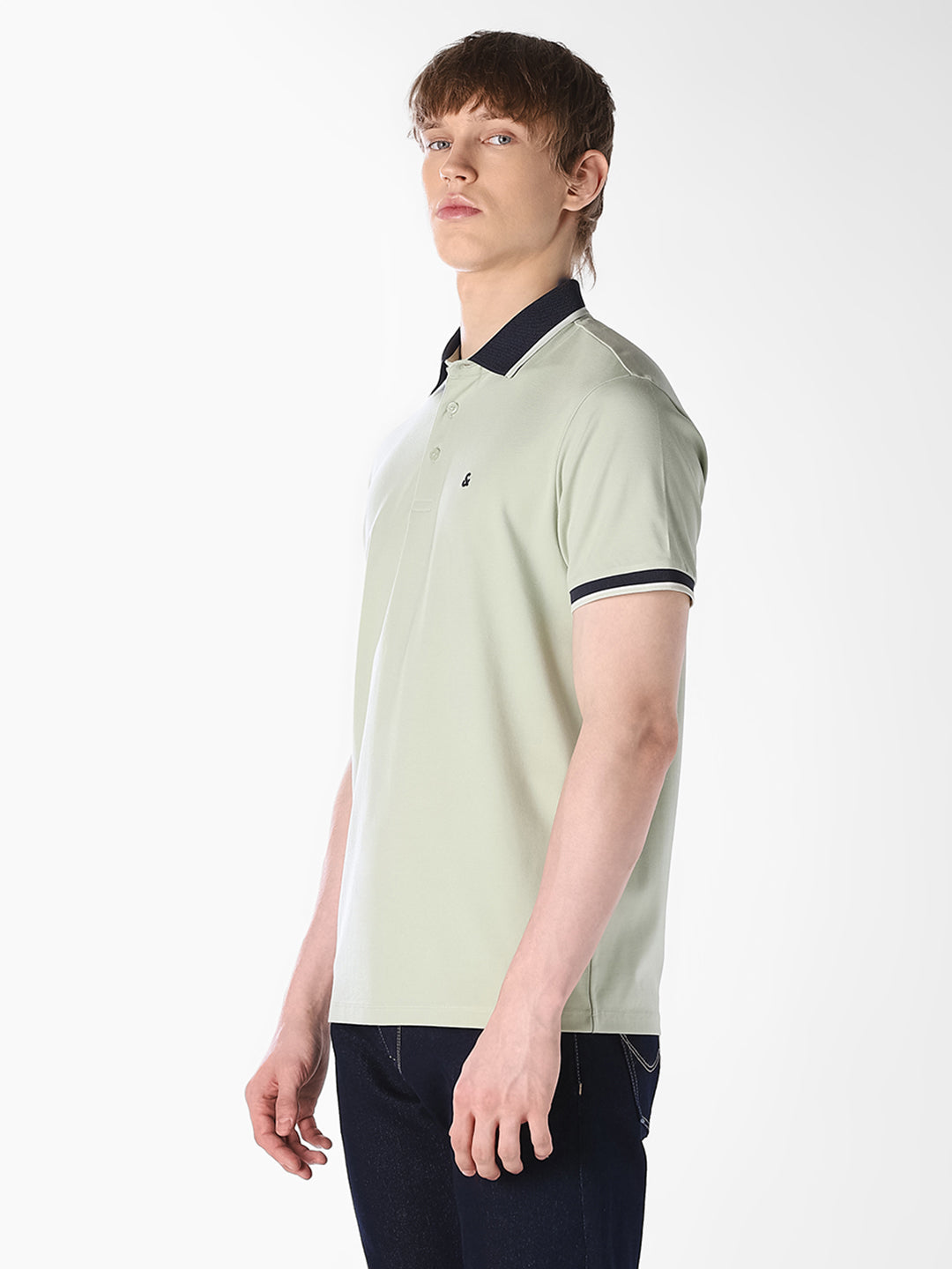 Green Jacquard Ribbed Polo