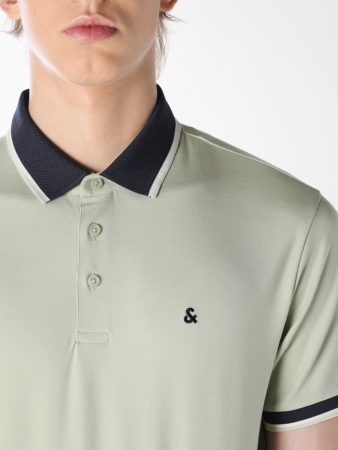 Green Jacquard Ribbed Polo