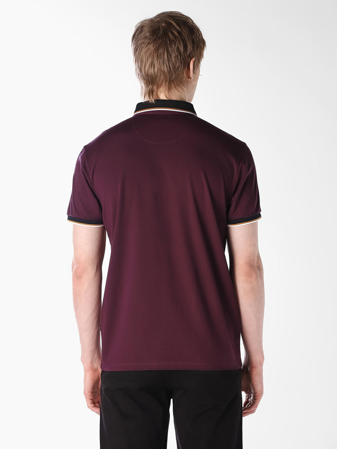 Purple Jacquard Ribbed Polo