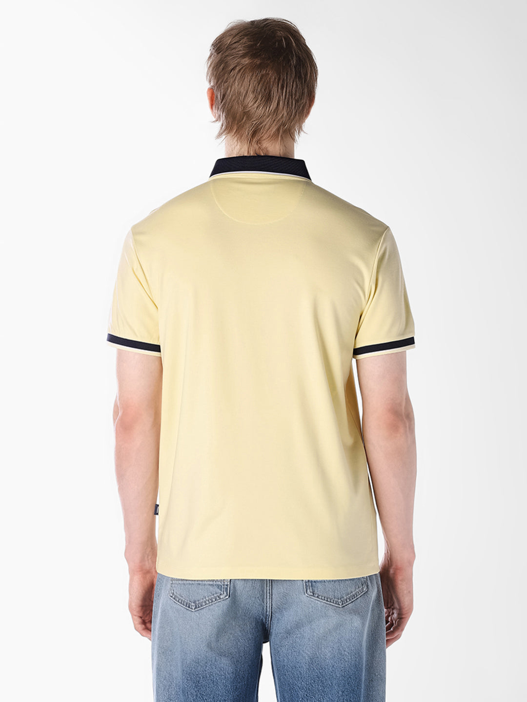 Yellow Jacquard Ribbed Polo