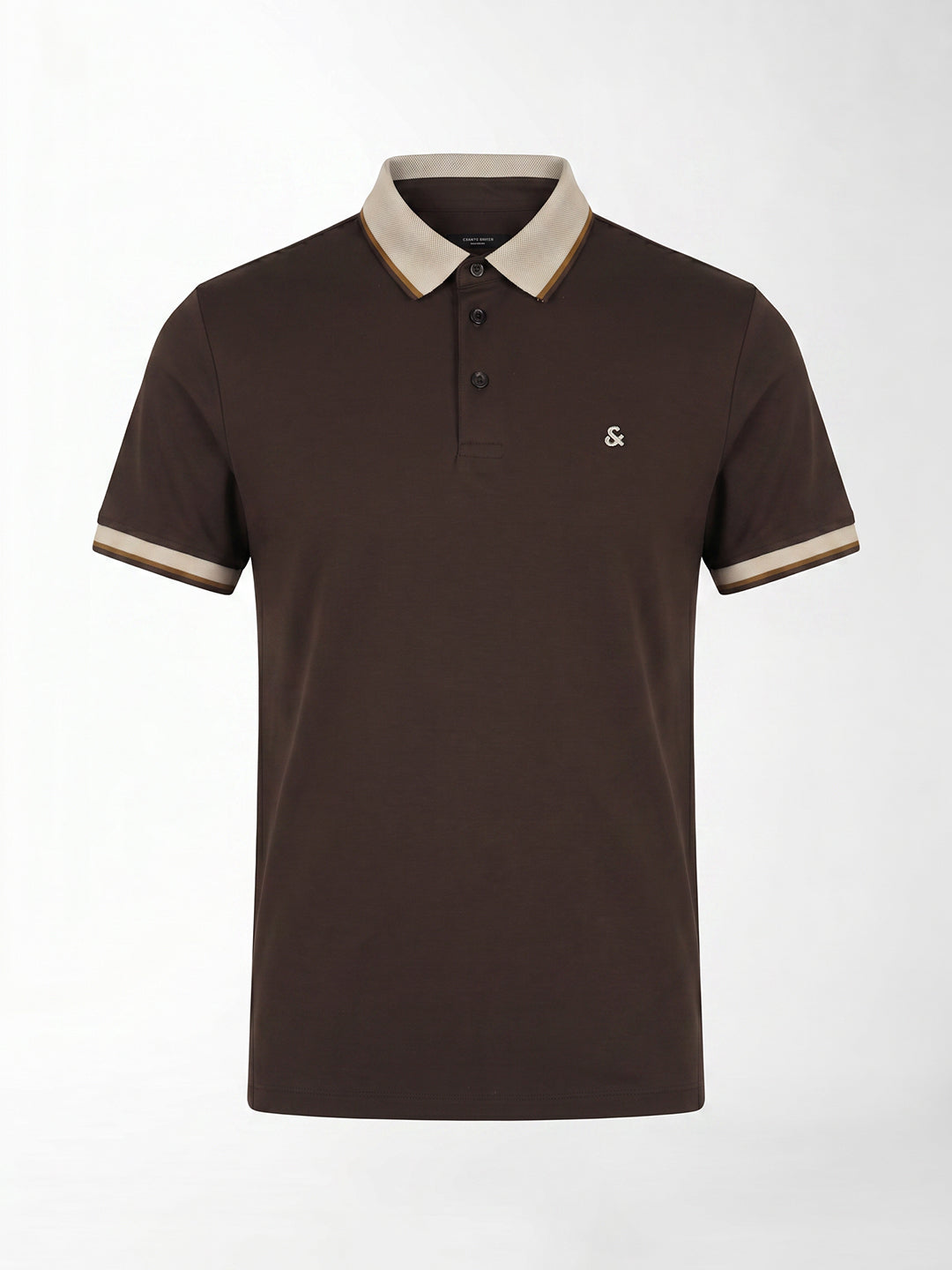 Brown Contrast Pipping Polo